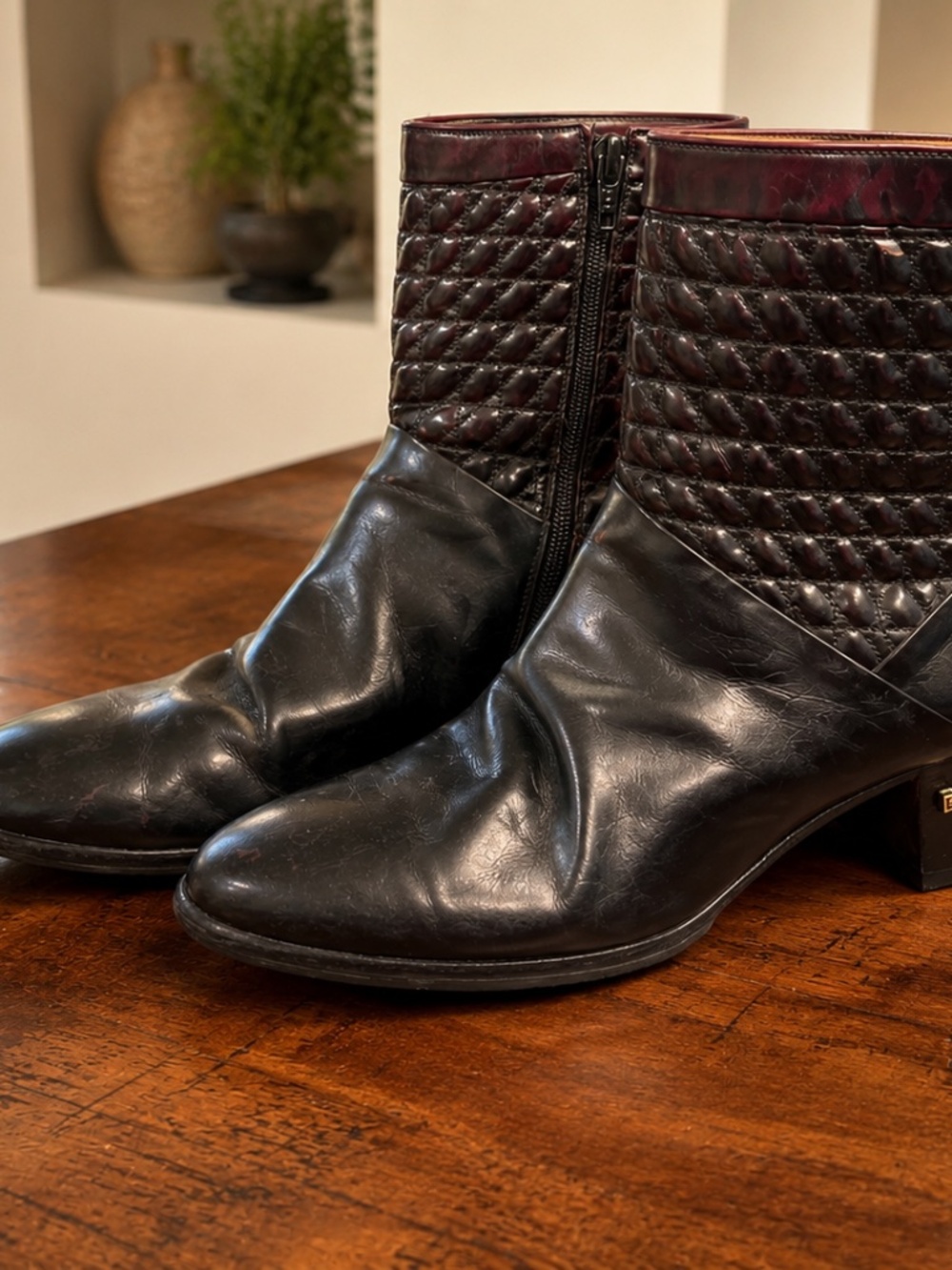 Vintage Pierre Cardin Men's Leather Ankle Boots 10.5 Black Croc Zip Cuban Heel